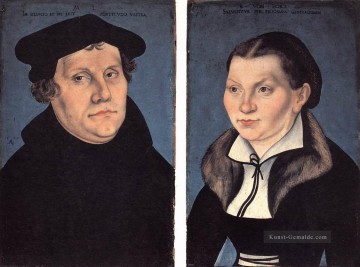  nach - Diptychon mit den Porträts von Luther und seine Frau Renaissance Lucas Cranach der Ältere
